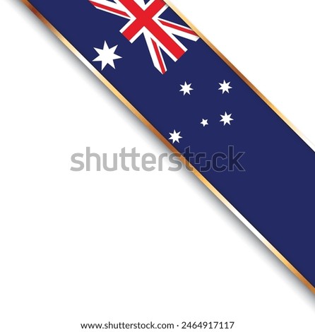 banner with flag of Australia, corner banner with gold frame