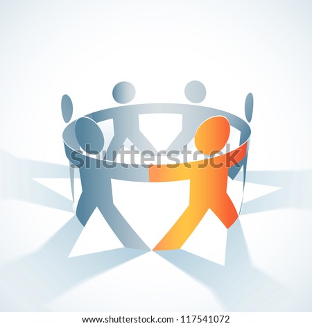 Vector togetherness concept illustration. People symbol chain. Elements are layered separately in vector file.