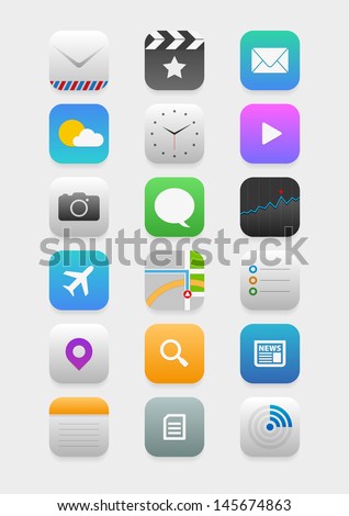 Vector collection of mobile application icons.
