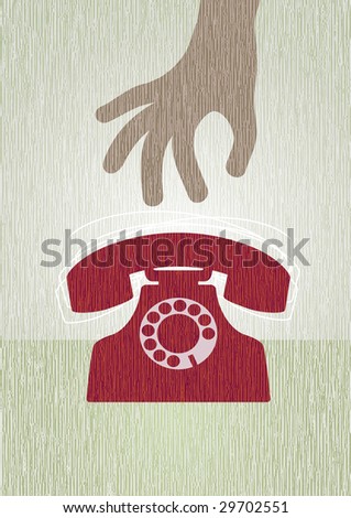 Retro Telephone. Vector grunge telephone illustration. All elements are group and seperated layers.