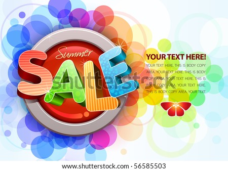 Vector 3d summer sale design template. All elements are layered separately. Easy editable eps10 file.