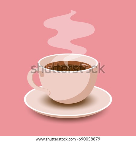 Cup of Fresh Coffee. Vector Illustration. Flat Style. Decorative Design for Cafeteria, Posters, Banners, Cards