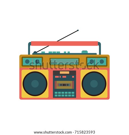 Old Retro Media Music and Radio Player. Vector Illustration. Flat Icon Design. Isolated on White Background
