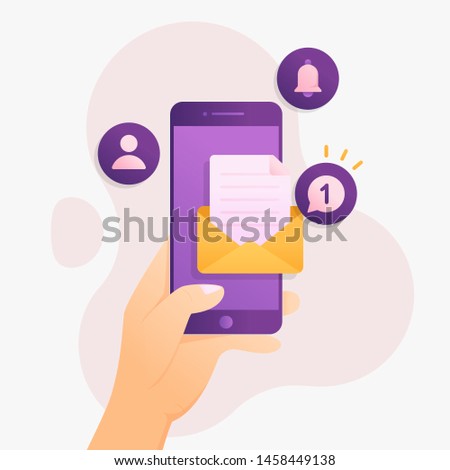 Vector illustration of Notification of one new message in smartphone design Concept