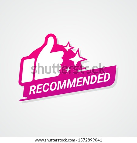 Recommended logo bagde with thumbs up vector illustration 商業照片 © 