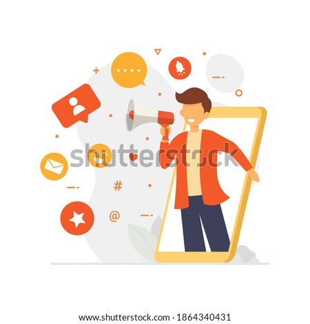 Social Media Influencer design concept Showing people bringing likes and reactions for get engagement vector illustration