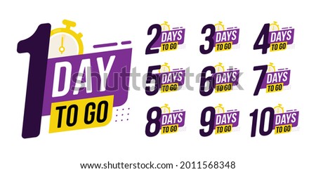 Countdown sign timer counter. Number Days to go badges for event coming vector illustration