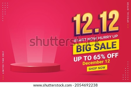 Vector of 12.12 Shopping day Poster or banner with blank product podium scene. 12 december sales banner template design for social media and website ストックフォト © 
