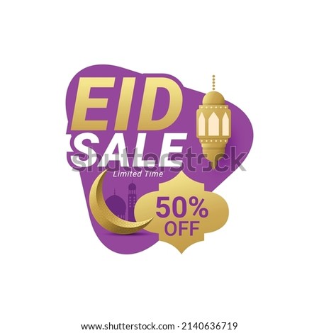 Eid sale label banner sticker badge template design promotion