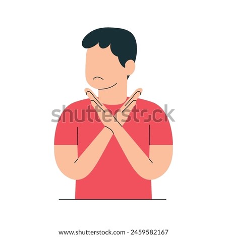 Reject, do not like, forbids something and expresses disagreement, not interested expression people character vector illustration