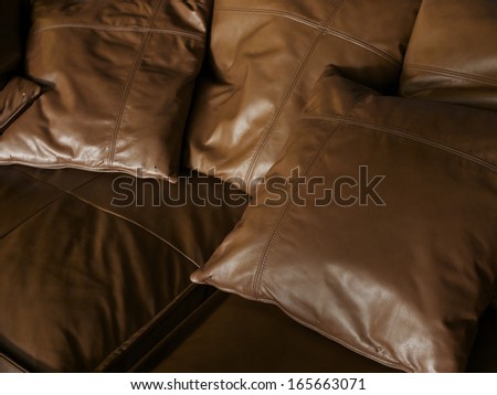 leather pillows on a leather couch