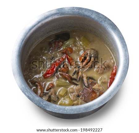 Stew crab with coconut milk dip with fresh vegetables,Thai food