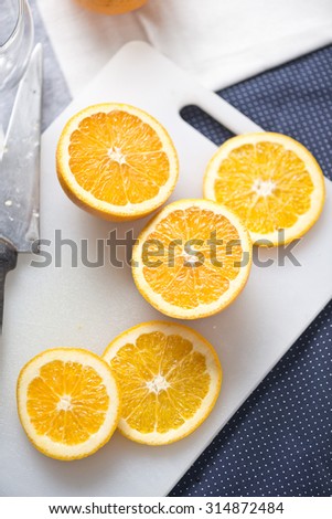 Sliced of orange,food prepare.