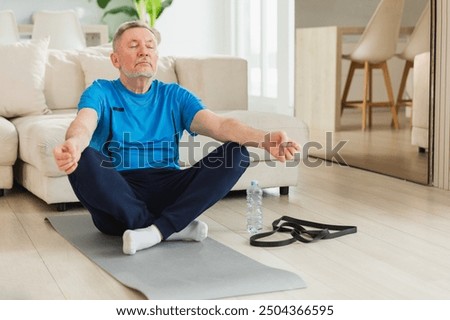 Similar – Image, Stock Photo Man meditating in Lotus pose