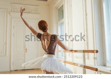 Similar – Image, Stock Photo Young ballerina dancing near palms