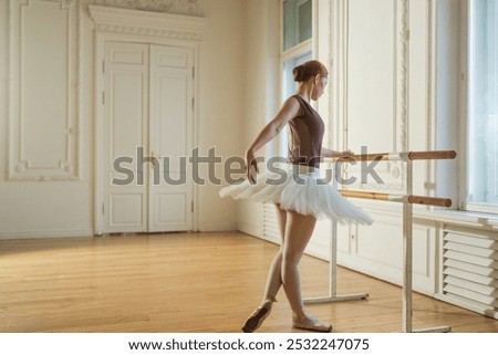 Similar – Image, Stock Photo Young ballerina dancing near palms