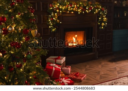 Image, Stock Photo Christmas tree with gifts