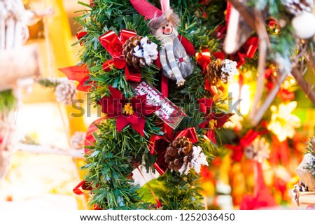 merry christmas wish reading bon nadal in catalan language with decoration and pine tree in winter holiday season Zdjęcia stock © 