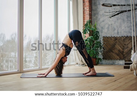 Similar – Foto Bild Yoga zu Hause am Laptop