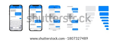 Smartphone chatting sms template bubbles, SMS chat composer, place your own text to the message, phone chatting sms template bubbles