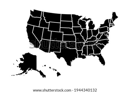 United States of America map with states isolated on a white background. Foto stock © 