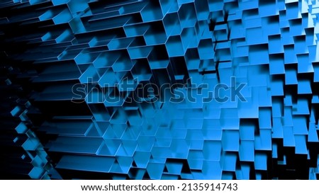 Blue abstraction .Design. A bright abstraction that moves in 3d format that moves back and forth like a geometric figure. Foto stock © 