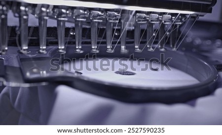 Similar – Image, Stock Photo Spooling up of yarn for knotting on a loom.