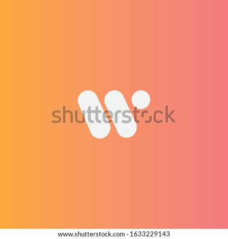 w logo with orange yellow Gradient background. minimal logo 