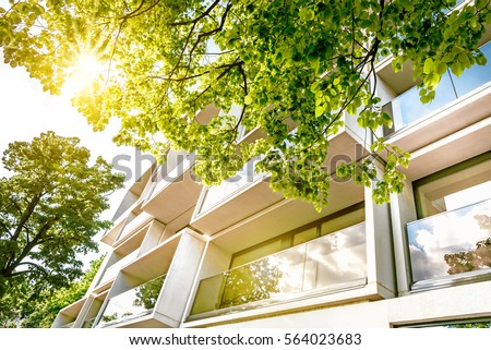 windows of modern white appartment house in Berlin Stock foto © 