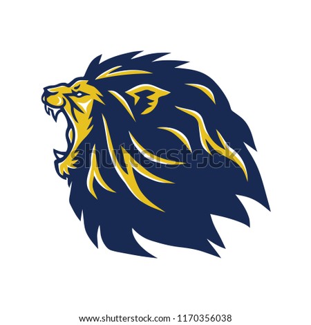 Angry Lion Head Mascot Roaring Vector Logo