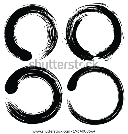 Enso Zen Circle Brush Vector Illustration Set Collection Pack