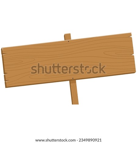 Wood Plank Signage Board Stand Cartoon Illustration Template Vector