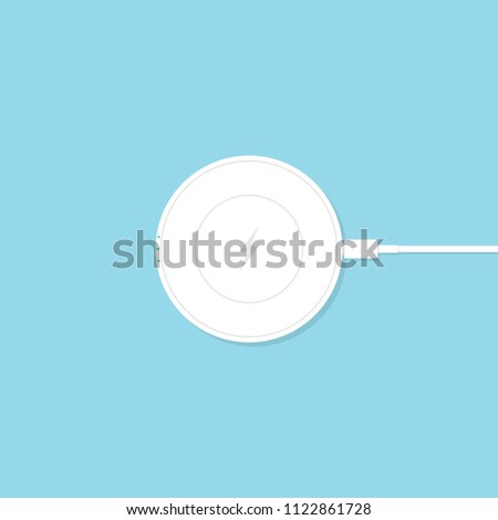 White wireless charger for mobile phone. Vector illustration in flat style