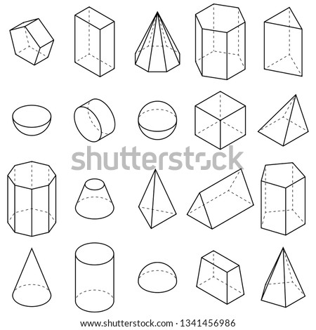 Set of geometric shapes. Isometric views. Vector illustration