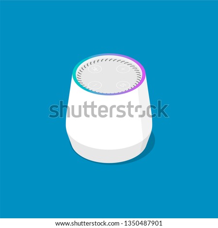 Smart speaker with voice recognition. Isometric vector icon.