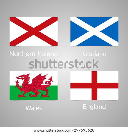 The Flags Of England, Scotland, Wales And Northern Ireland. Accurate ...