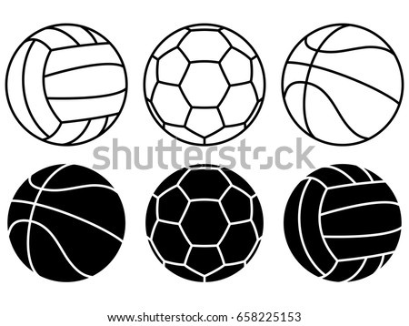Sport balls set on white background. Vector icons. Football, basketball, volleyball