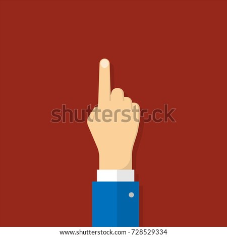 Hand with pointing finger. Illustration in flat style