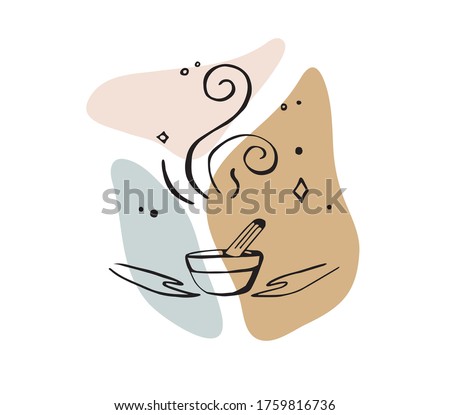 Abstract symbol of palo santo, herbs, aroma. Meditation. Logo for nature cosmetic or herbal eco cosmetic
