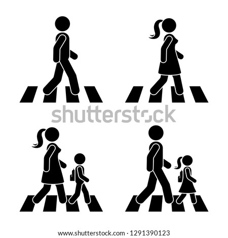 Similar – Image, Stock Photo pedestrian woman road sign on the green road in Bilbao city Spain