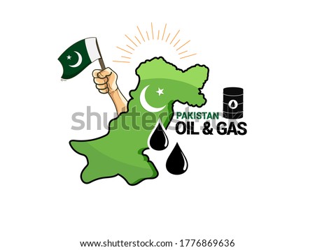 Pakistani oil and gas with Pakistani map on white isolated background.