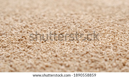 Background, texture from dry granular yeast, top view. Active dry yeast, top view. Heap of dry yeast granules, texture. Dry yeast is used in baked goods. Background for use on the label. Photo stock © 