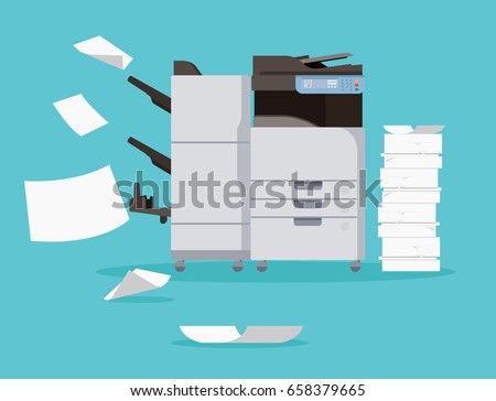 Multifunction Printer scanner. Isolated Flat Vector Illustration