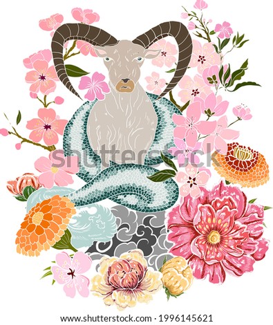 Capricorn vector and flower of Horoscope Symbols Astrology Icons Collection.Zodiac signs such as a aries, taurus, gemini, cancer, leo, virgo, libra, scorpio, sagittarius, capricorn, aquarius, pisces. 