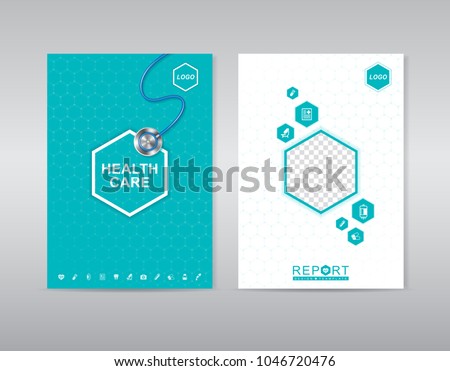 Print health care cover template with place for photos design for a report and medical brochure design, flyer, leaflets decoration for printing and presentation vector illustration