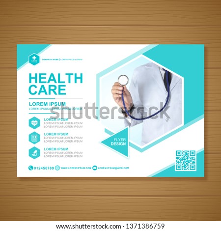 Healthcare cover a4 template design and flat icons for a report and medical brochure design, flyer, leaflets decoration for printing and presentation vector illustration