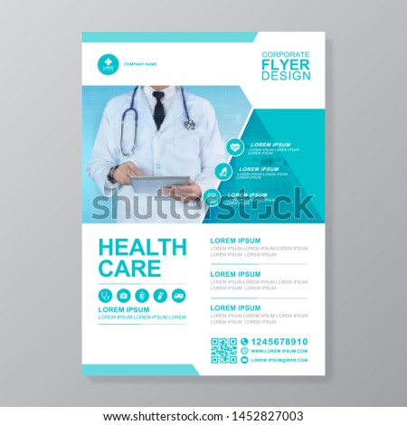 Corporate healthcare cover a4 template design and flat icons for a report and medical brochure design, flyer, leaflets decoration for printing and presentation vector illustration