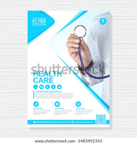 Corporate healthcare cover a4 template design and flat icons for a report and medical brochure design, flyer, leaflets decoration for printing and presentation vector illustration