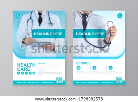 Corporate healthcare Geometric cover, back page a4 template design and flat icons for a report and medical brochure design, flyer, leaflets decoration for printing and presentation vector illustration