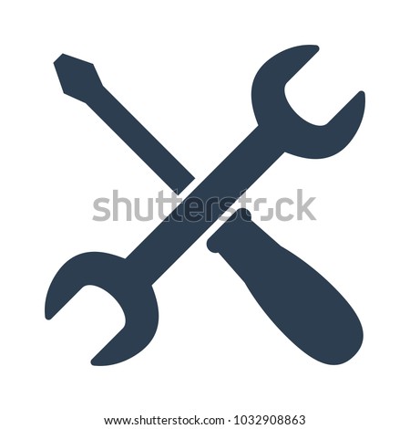 wrench and screwdriver icon on white background. Vector illustration